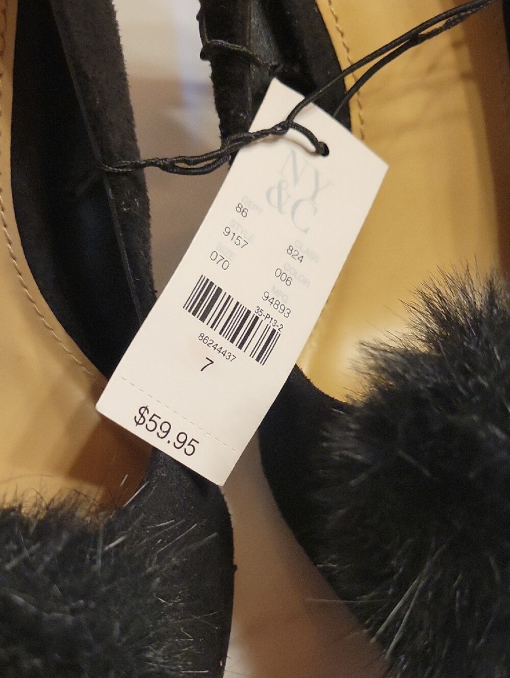 New York & Company Black Pointed Toe Pom-Pom Stilettos - Picture 3 of 7